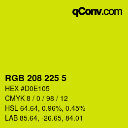 Color code: RGB 208 225 5 | qconv.com