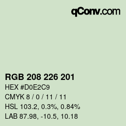 Color code: RGB 208 226 201 | qconv.com