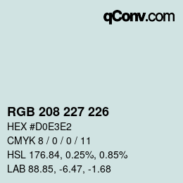 颜色代码: RGB 208 227 226 | qconv.com