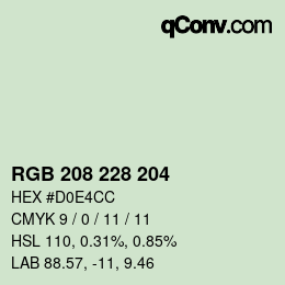 Color code: RGB 208 228 204 | qconv.com