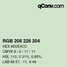 カラーコード: RGB 208 228 204 | qconv.com