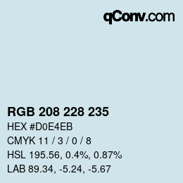 カラーコード: RGB 208 228 235 | qconv.com