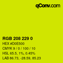 カラーコード: RGB 208 229 0 | qconv.com