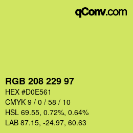 カラーコード: RGB 208 229 97 | qconv.com