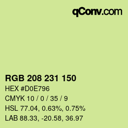 カラーコード: RGB 208 231 150 | qconv.com