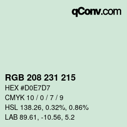 颜色代码: RGB 208 231 215 | qconv.com
