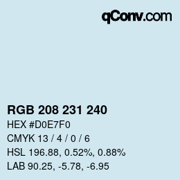 Color code: RGB 208 231 240 | qconv.com