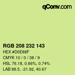 Color code: RGB 208 232 143 | qconv.com