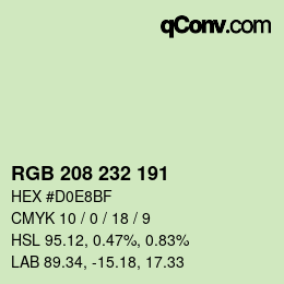 Color code: RGB 208 232 191 | qconv.com
