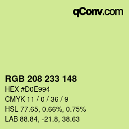Color code: RGB 208 233 148 | qconv.com