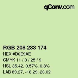 Color code: RGB 208 233 174 | qconv.com