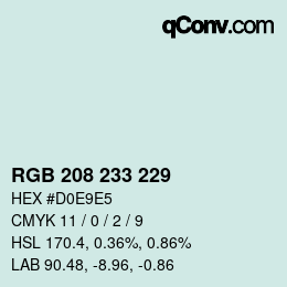 Código de color: RGB 208 233 229 | qconv.com