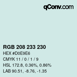 Color code: RGB 208 233 230 | qconv.com