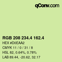 カラーコード: RGB 208 234.4 162.4 | qconv.com