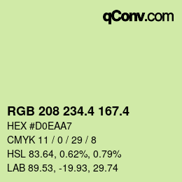 カラーコード: RGB 208 234.4 167.4 | qconv.com