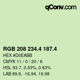 カラーコード: RGB 208 234.4 187.4 | qconv.com