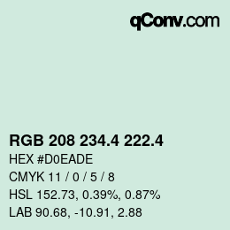 カラーコード: RGB 208 234.4 222.4 | qconv.com