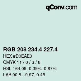 カラーコード: RGB 208 234.4 227.4 | qconv.com