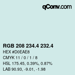 カラーコード: RGB 208 234.4 232.4 | qconv.com