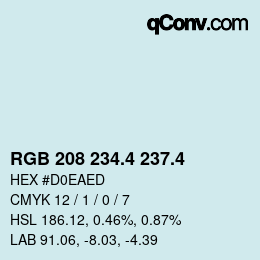 カラーコード: RGB 208 234.4 237.4 | qconv.com