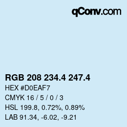 カラーコード: RGB 208 234.4 247.4 | qconv.com
