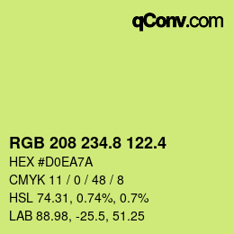 カラーコード: RGB 208 234.8 122.4 | qconv.com