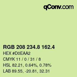 カラーコード: RGB 208 234.8 162.4 | qconv.com