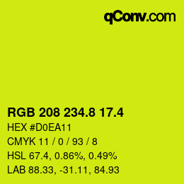 カラーコード: RGB 208 234.8 17.4 | qconv.com