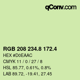 カラーコード: RGB 208 234.8 172.4 | qconv.com