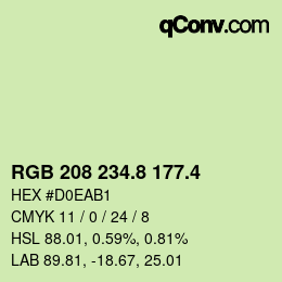 カラーコード: RGB 208 234.8 177.4 | qconv.com