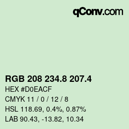 カラーコード: RGB 208 234.8 207.4 | qconv.com