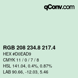 カラーコード: RGB 208 234.8 217.4 | qconv.com
