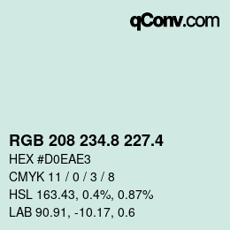 カラーコード: RGB 208 234.8 227.4 | qconv.com