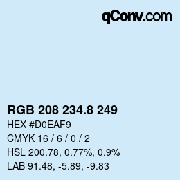 カラーコード: RGB 208 234.8 249 | qconv.com