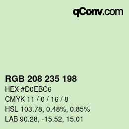 Color code: RGB 208 235 198 | qconv.com