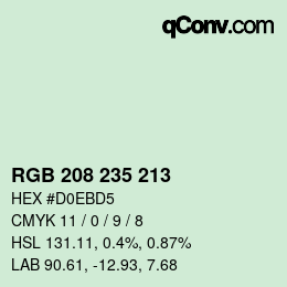 Farbcode: RGB 208 235 213 | qconv.com