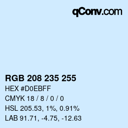 カラーコード: RGB 208 235 255 | qconv.com