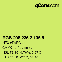 カラーコード: RGB 208 236.2 105.6 | qconv.com