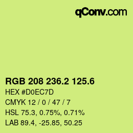 カラーコード: RGB 208 236.2 125.6 | qconv.com