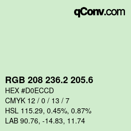 カラーコード: RGB 208 236.2 205.6 | qconv.com