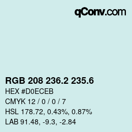 カラーコード: RGB 208 236.2 235.6 | qconv.com