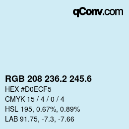 カラーコード: RGB 208 236.2 245.6 | qconv.com