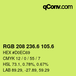 カラーコード: RGB 208 236.6 105.6 | qconv.com