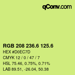 カラーコード: RGB 208 236.6 125.6 | qconv.com