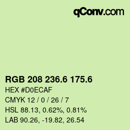 カラーコード: RGB 208 236.6 175.6 | qconv.com
