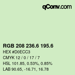 カラーコード: RGB 208 236.6 195.6 | qconv.com