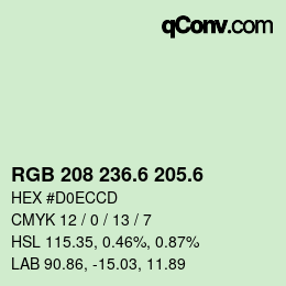 カラーコード: RGB 208 236.6 205.6 | qconv.com