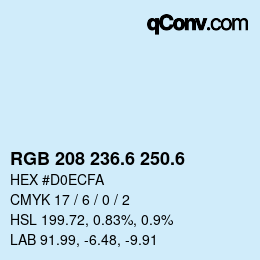 カラーコード: RGB 208 236.6 250.6 | qconv.com