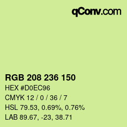 カラーコード: RGB 208 236 150 | qconv.com