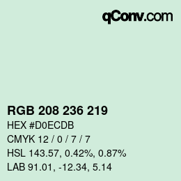 Color code: RGB 208 236 219 | qconv.com